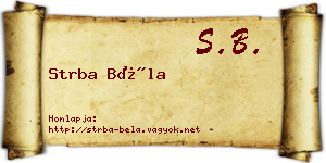 Strba Béla névjegykártya